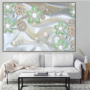 Tranh lụa hoa cúc xanh lá mới nhất