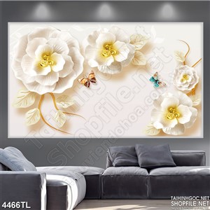 Tranh lụa hoa nhị vàng psd