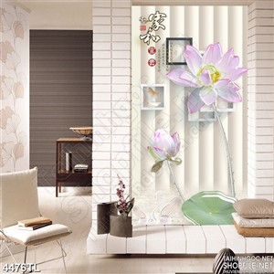 Tranh khổ dọc hoa sen hồng 3D