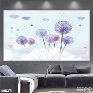 Tranh bồ công anh tím hồng