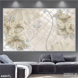 Tranh hoa cúc giả ngọc trang trí