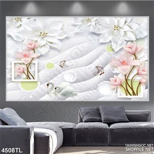 Tranh lụa hoa nhiều lớp psd