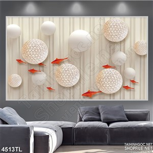 Tranh cá koi và quả câu psd