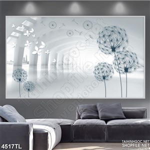 Tranh bồ công anh xanh đẹp 4D