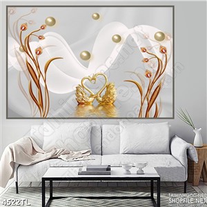 Tranh hoa cầu và thiên nga đôi psd