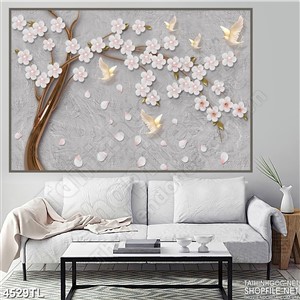 Tranh lụa cành mai và bướm