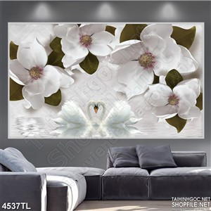 Tranh lụa hoa lan ngọc trắng psd