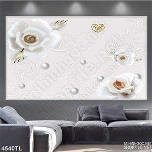 Tranh lụa hoa hồng trắng mới nhất