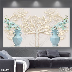 Tranh lụa bình hoa nghệ thuật