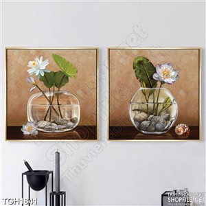 Tranh ghép 2 bình hoa đẹp