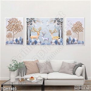 Bộ 3 tranh trang trí hươu nai