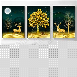 Bộ tranh đôi hươu vàng 3 bức