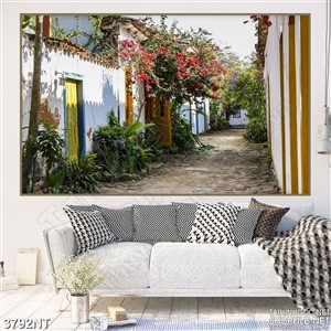 Tranh lối nhỏ bên tường nhà hoa giấy