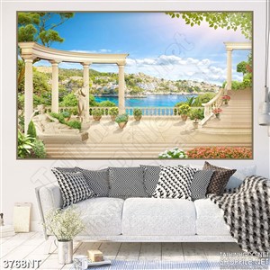 Tranh khung cảnh trên cao nhìn xuống bãi biển