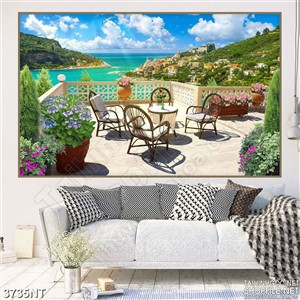 Tranh khu ban công và những chiếc ghế