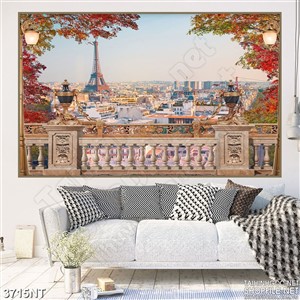 Tranh thành phố tấp nập sau tán lá đỏ