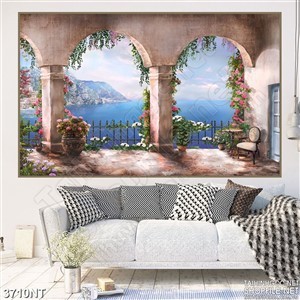 Tranh khung cảnh thềm hoa trước nhà