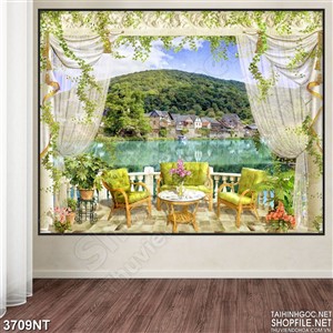 Tranh khung vải trắng che khuất ngọn núi