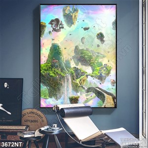 Tranh những ngọn núi nhỏ lững lơ giữa trời