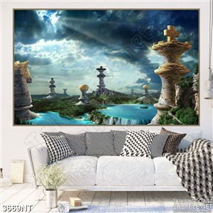 Tranh  lâu đài trên những hòn đảo nhỏ