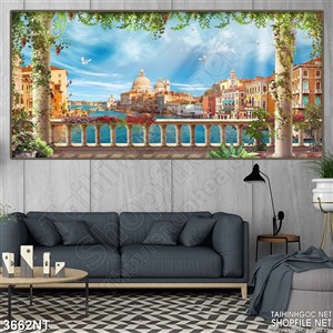 Tranh khung trời xanh trên thành phố biển