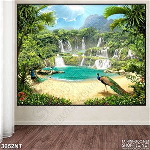 Tranh con đường hoa trên thành phố biển