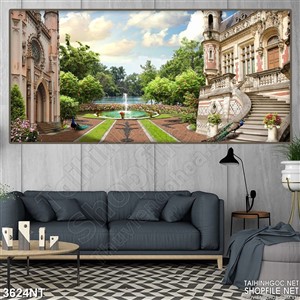 Tranh khuôn viên giữa tòa lâu đài