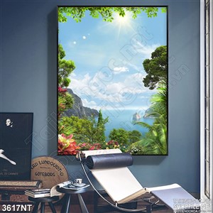 Tranh tán lá xanh dưới những tia nằng