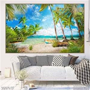 Tranh bãi biễn dừa xanh treo tường