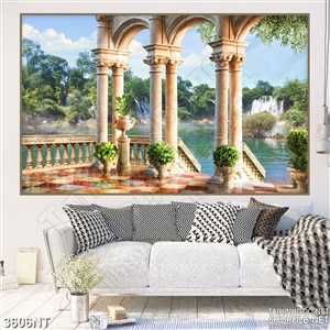 Tranh sảnh lớn trước tòa nhà trên biển