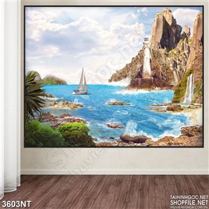 Tranh hòn đảo xanh nhấp nhô những cánh buồm