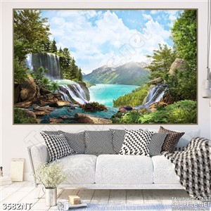 Tranh dòng sông giữa hai thác nước