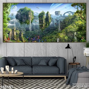 Tranh những ngọn đồi trôi lơ lững trên bầu trời