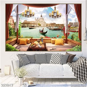 Tranh khu ban công hướng ra bờ sông