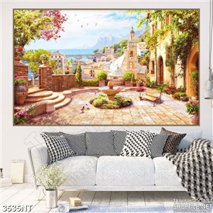 Tranh khuôn viên cây xanh trong lâu đài