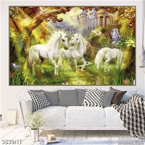 Tranh những chú bạch mã trong rừng