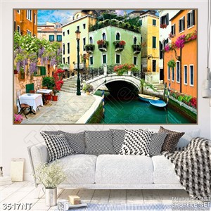 Tranh những ngôi nhà trên cây câu hoa