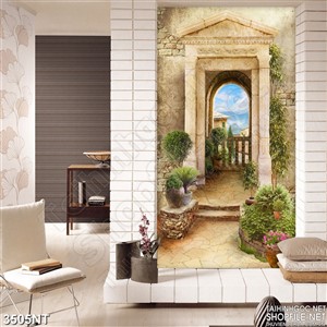 Tranh cánh cổng nhỏ dẫn vào tòa lâu đài