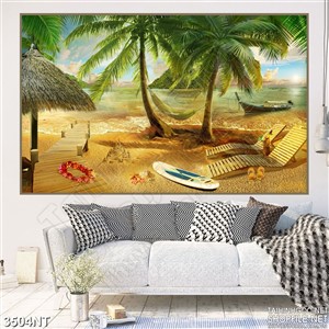 Tranh những hàng dừa xanh trên bãi cát vàng