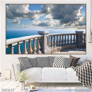 Tranh hành lang ban công dưới nên mây trắng