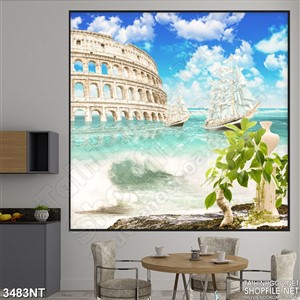 Tranh kiến trúc cổ đại dưới lòng biển xanh