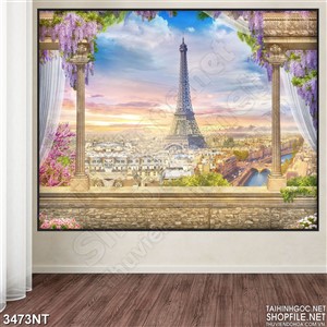 Tranh từ lâu đài nhìn ra tòa tháp treo tường