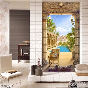 Tranh những bức tường khắc tượng bên bờ sông