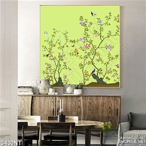 Tranh đàn chim hót trong bụi hồng gai