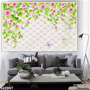 Tranh bức tường hoa và đàn bướm in uv