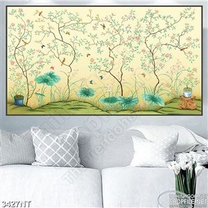 Tranh vẽ bầy chim hót trên cành