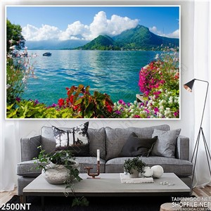 Tranh rừng hoa trên bờ biển treo tường