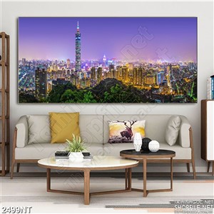 Tranh thành phố rộng lớn lung linh về đêm