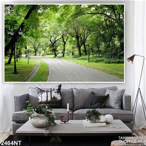 Tranh con đường rừng xanh treo tường