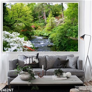 Tranh con suối hoa treo tường